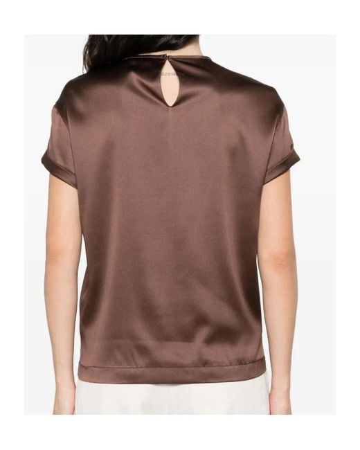 Brunello Cucinelli Brown Crystal-Embellishment Blouse