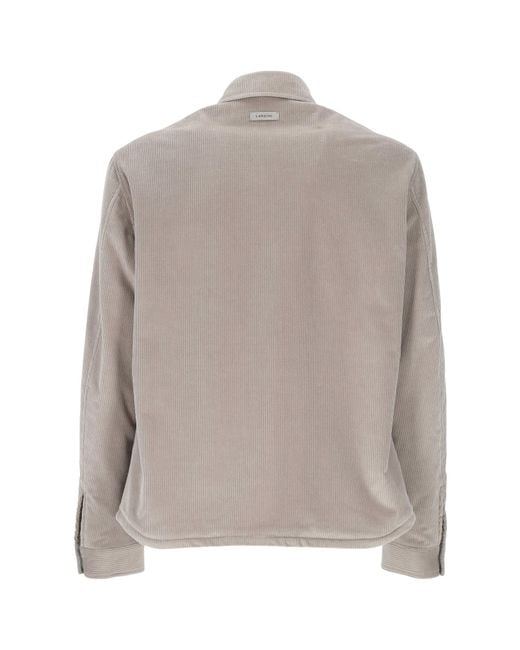 Lardini Gray Long Sleeved Snapped Corduroy Overshirt for men