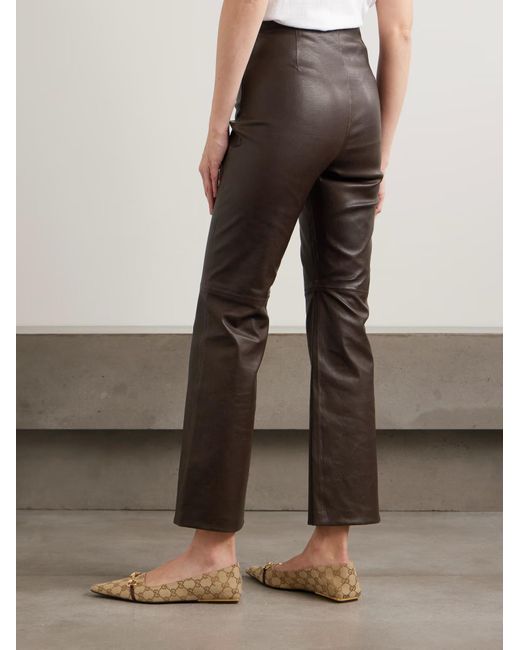 Nour Hammour Brown Patchwork Leather Casual Pants