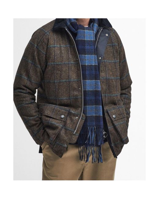 Barbour Blue Plaid Wool Scarf for men