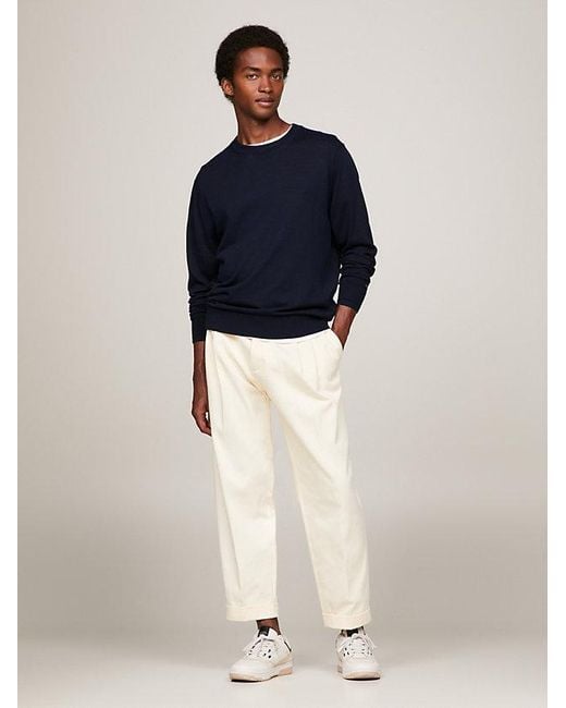 Tommy Hilfiger Blue Flag Embroidery Round Neck Sweater for men