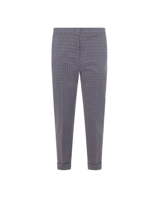 Etro Gray Turn-Up Hem Pleated Trousers