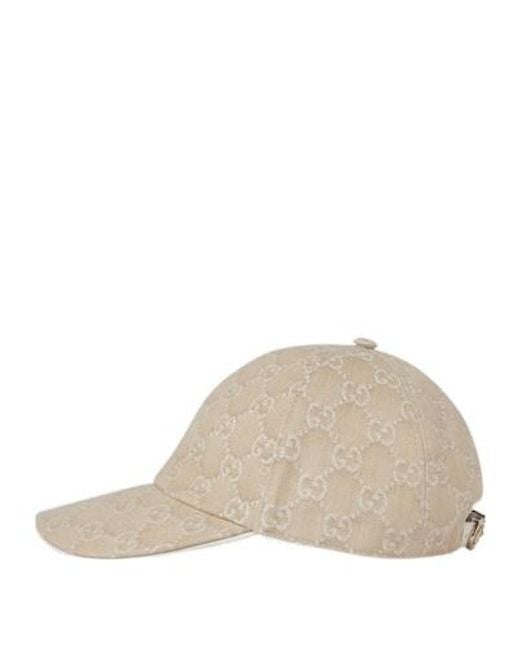 Gucci White Monogrammed Baseball Cap