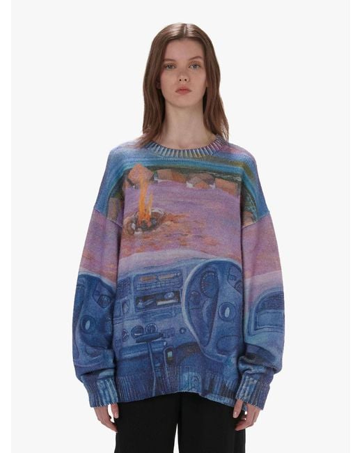 J.W. Anderson Blue Jw Anderson Camper Printed Dropped Shoulder Sweater