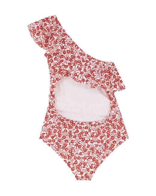 Isabel Marant Red One-Shoulder Cut-Out Swimsuit