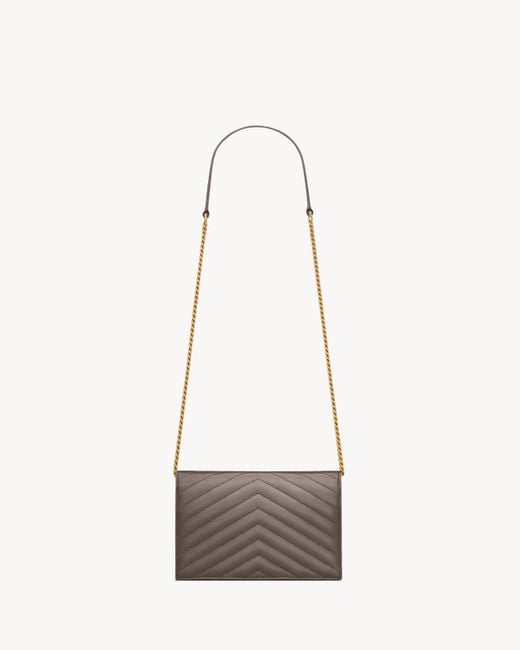 Saint Laurent White Cassandre Envelope Chain Wallet