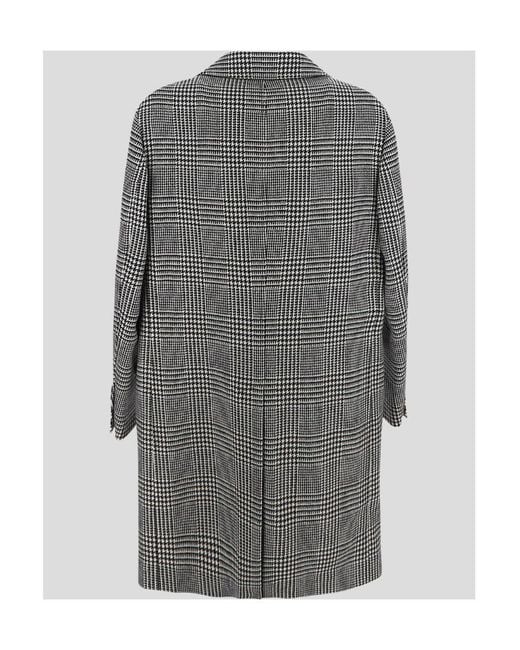 Brunello Cucinelli Gray Long-Sleeved Double-Breasted Checked Coat for men