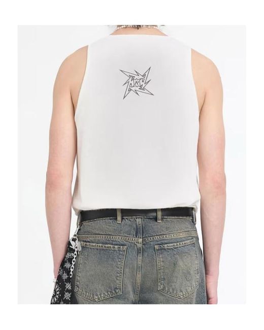 Represent White Metallic Logo Sleeveless T-Shirt for men