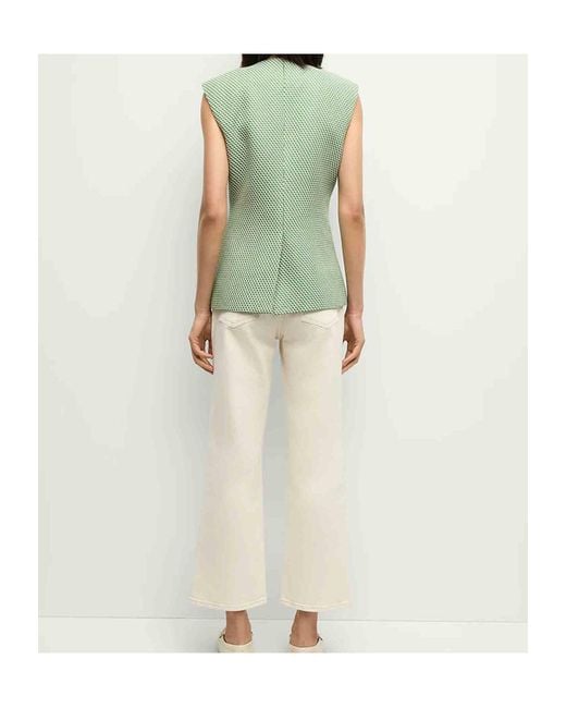 Veronica Beard Green Round Collar Sleeveless Vest