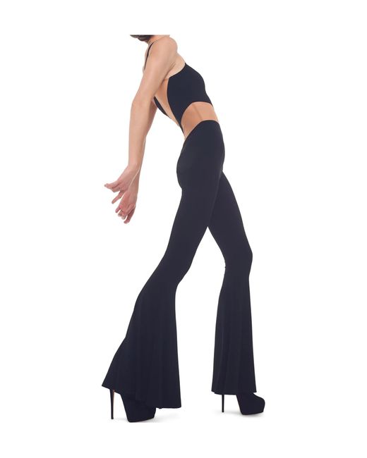 Norma Kamali Blue One-Shoulder Flared-Leg Jumpsuit