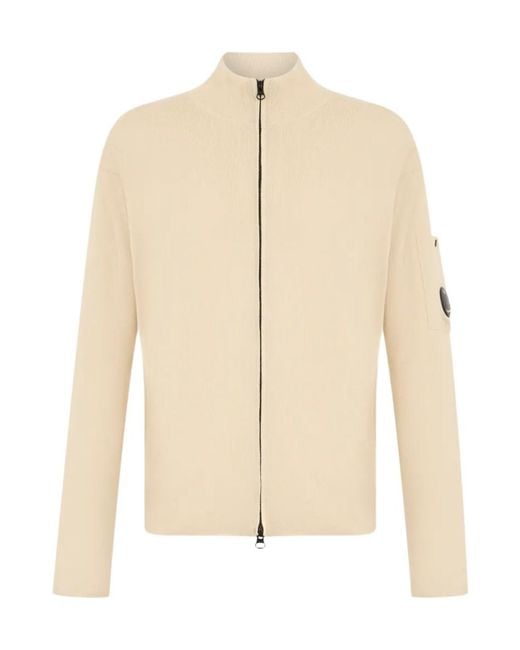 C P Company Natural Zip-Up Cardigan for men