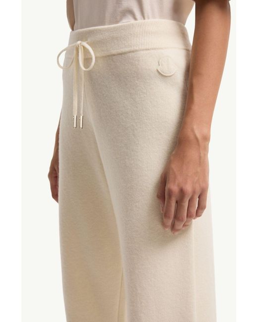 Moncler White Drawstring Knitted Trousers