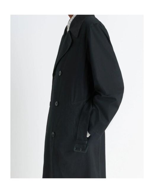 Lemaire Black Double-Breasted Trench Coat for men