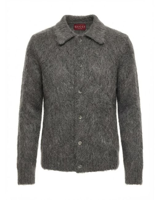 Gucci Gray Brushed Cardigan for men