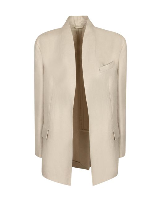 Brunello Cucinelli Natural Shawl-Lapel Blazer