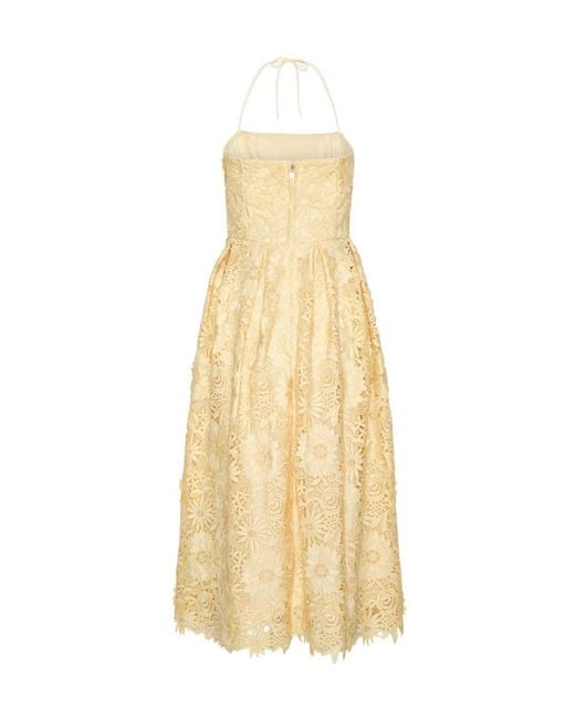 ROTATE BIRGER CHRISTENSEN Metallic 3D Lace Midi Dress