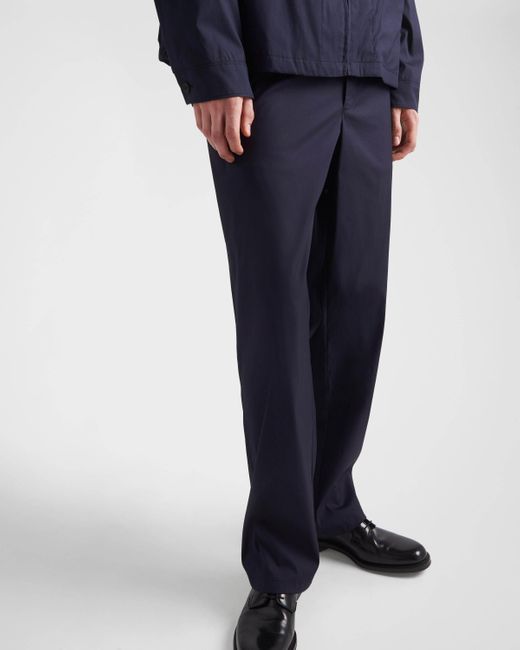 Prada Blue Stretch Poplin Pants for men