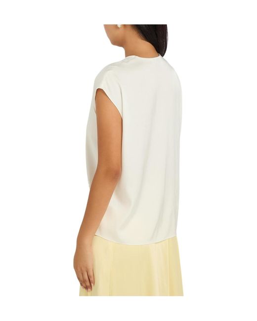 Vince White Double-Layered V-Neck Silk-Blend Top