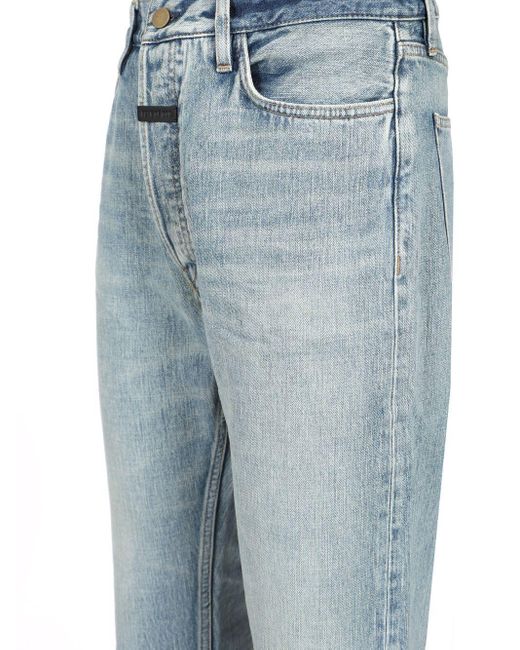 Fear Of God Blue Sraight-Leg Frayed-Edge Jeans for men