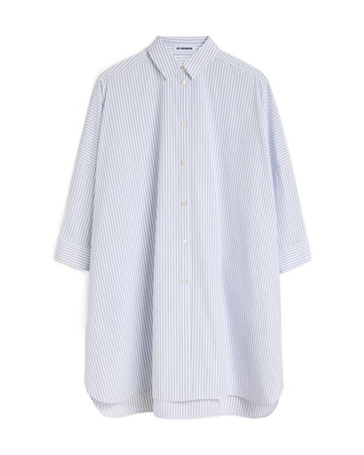 Jil Sander Blue Pinstriped Poplin Shirt