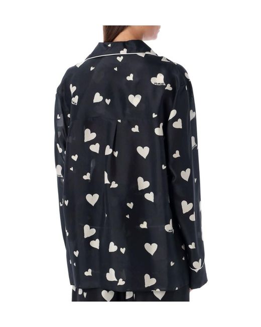 Marni Blue Heart Printed Pyjama Shirt