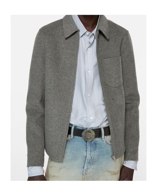 Acne Gray Zip-Up Shirt Jacket for men