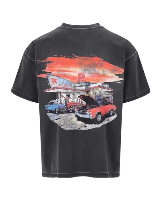 Represent Black Gas Station Graphic T-Shirt for men