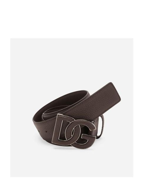 Dolce & Gabbana Brown Logo Plaque Buckle Belt for men