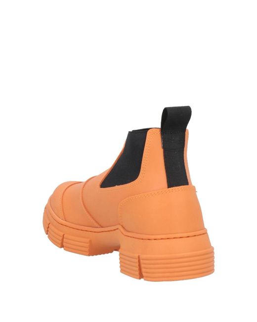 Ganni Orange Platform Ankle Boots