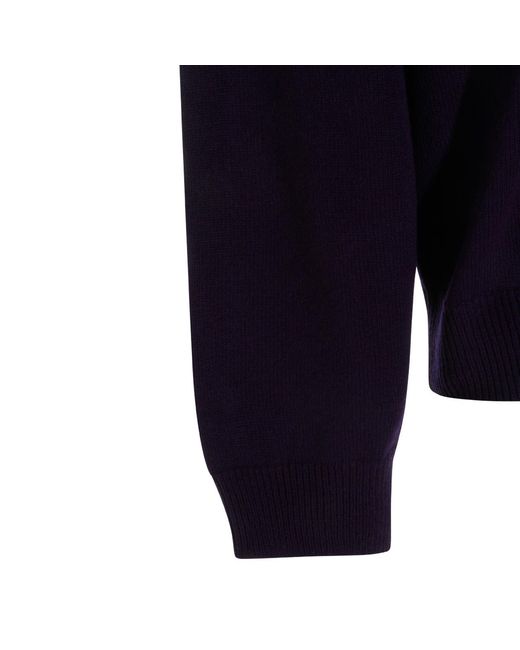 Jil Sander Blue V-Neck Long-Sleeved Jumper for men