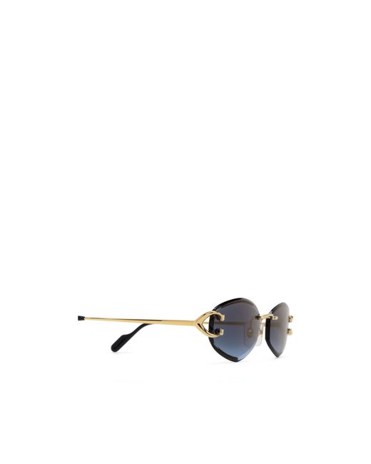 Cartier Blue Geometric Frame Sunglasses