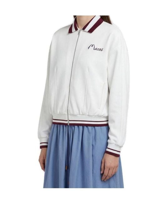 Marni White Zipped Sweatshirt