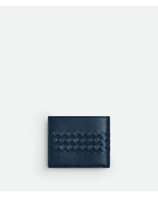 Bottega Veneta Blue Intrecciato Piccolo Bi-Fold Wallet for men