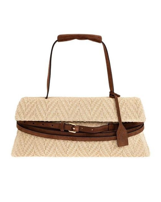 Moschino Multicolor Belt-Detail Woven Tote Bag