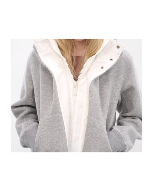 Sacai Gray Long-Sleeved Hooded Jacket