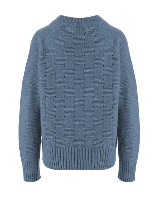 Allude Blue Basketweave Knitted Sweater