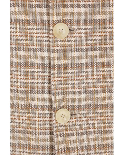 Auralee Brown Checked Buttoned Shirt Jacket for men