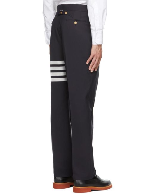 Thom Browne Black Bar Striped Detail Trousers for men