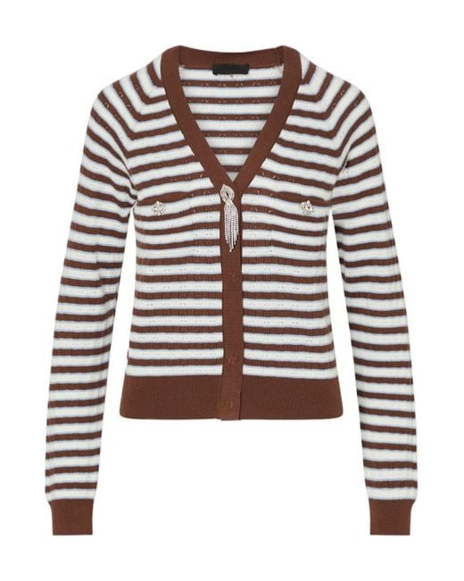 Liu Jo Multicolor Striped Cardigan With Bejewelled Embellishment
