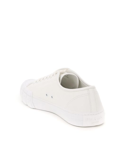 Prada White Side Logo-Print Sneakers for men