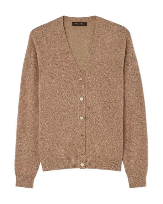 Loro Piana Brown Long-Sleeved Knitted Cardigan