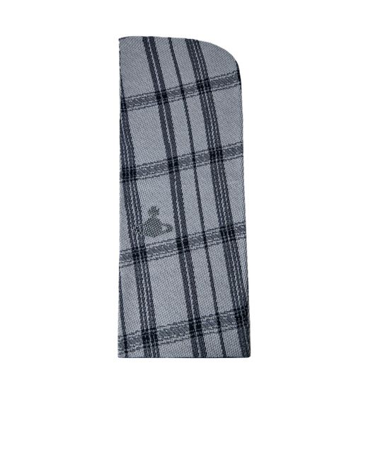 Vivienne Westwood Blue Tartan Mesh Scarf for men