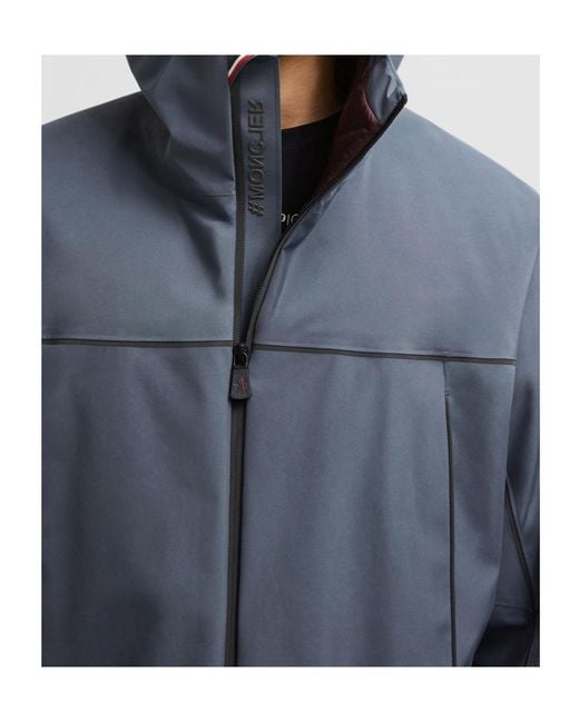 Moncler Blue Grenoble Logo Patch Hooded Jacket for men