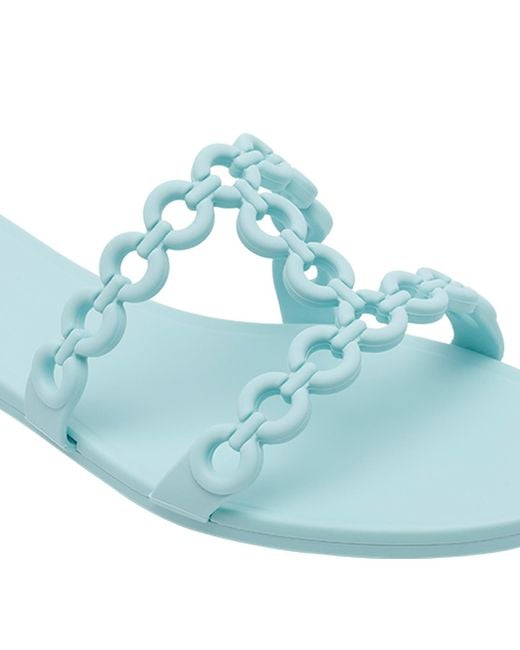 Aquazzura Blue Chain Strap Flat Sandals