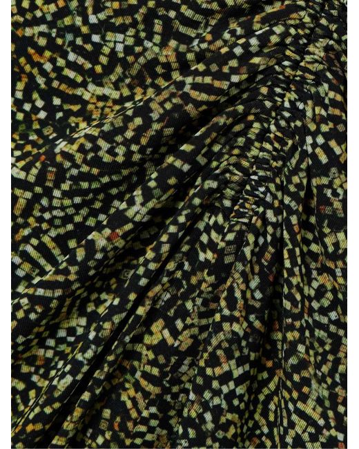 Isabel Marant Green Ruched-Front Patterned Midi Skirt