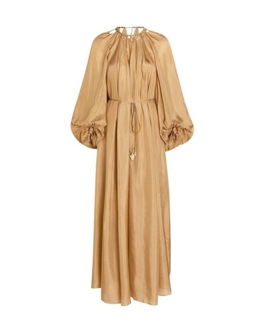 Zimmermann Natural Round Neck Cutout Dress