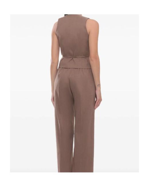 D.exterior Brown Wrap Sleeveless Top