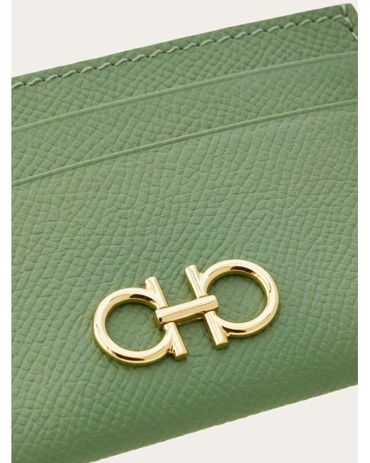 Ferragamo Green Gancini Credit Card Holder