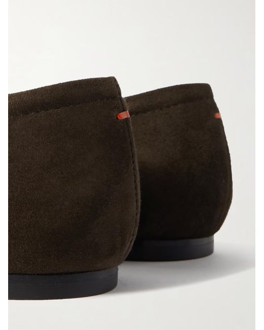 Aeyde Brown Delfina Suede Ballet Flats With Bow Embellishments