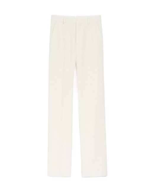 AMI White Buttoned Straight-Leg Pants for men